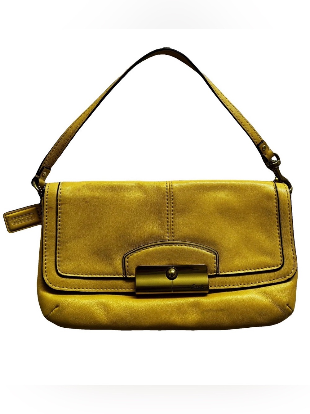 Vintage Coach Kristin Yellow Leather  Shoulder Mini Bag/Wristlet Y2K